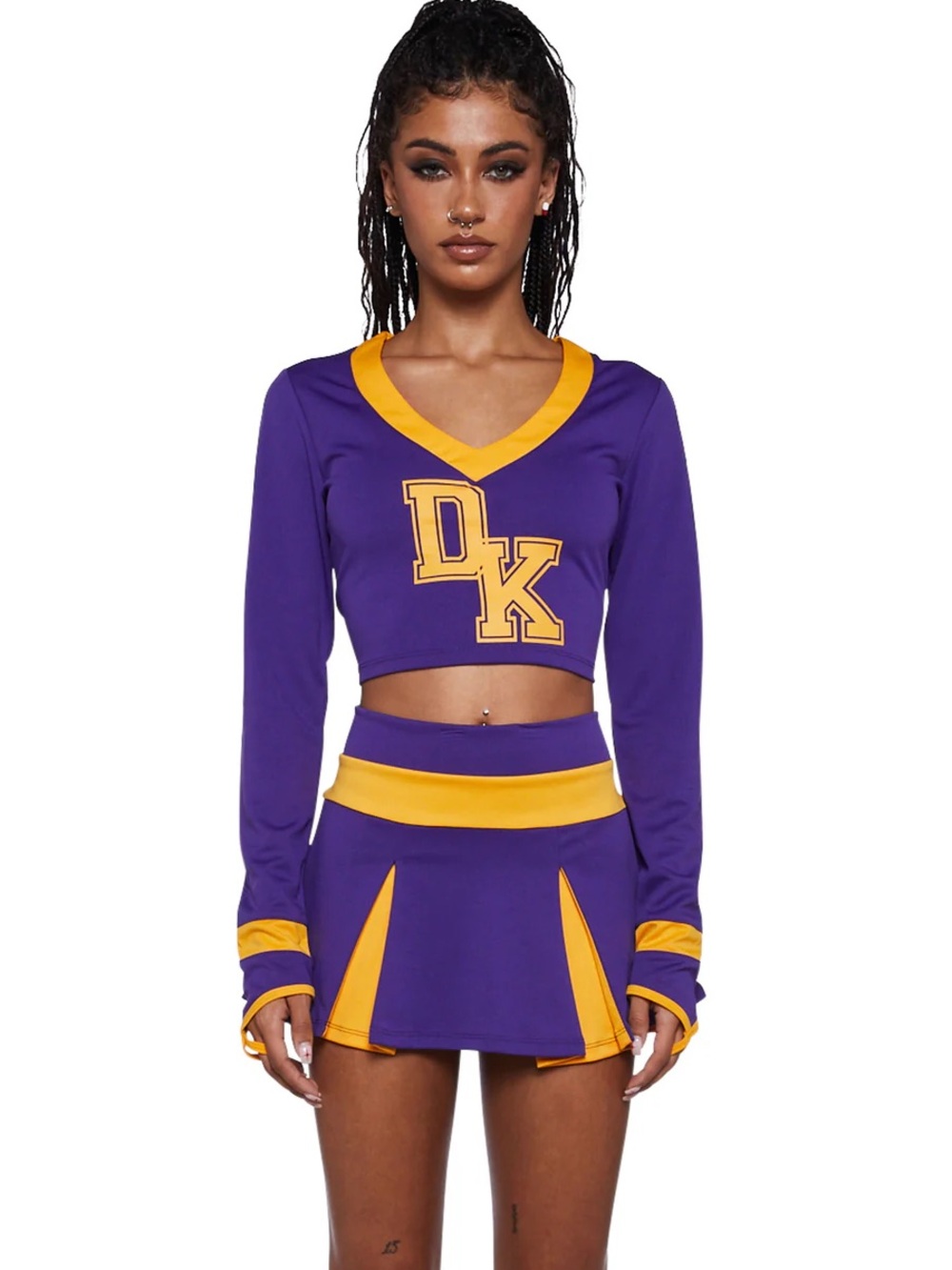 Dolls Kill Purple and Gold Cheer Costume